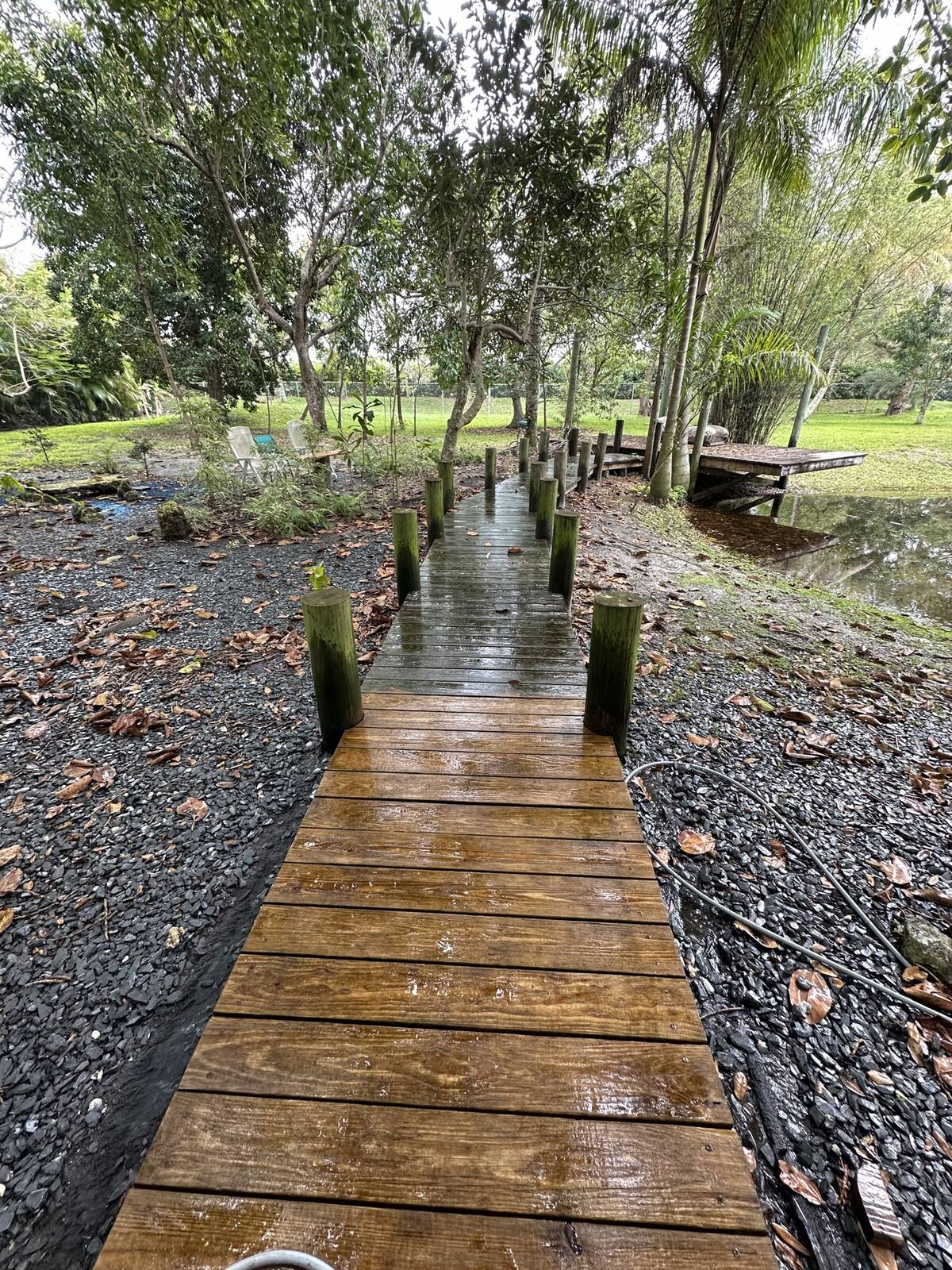 Restored wood dock in Cooper City, FL