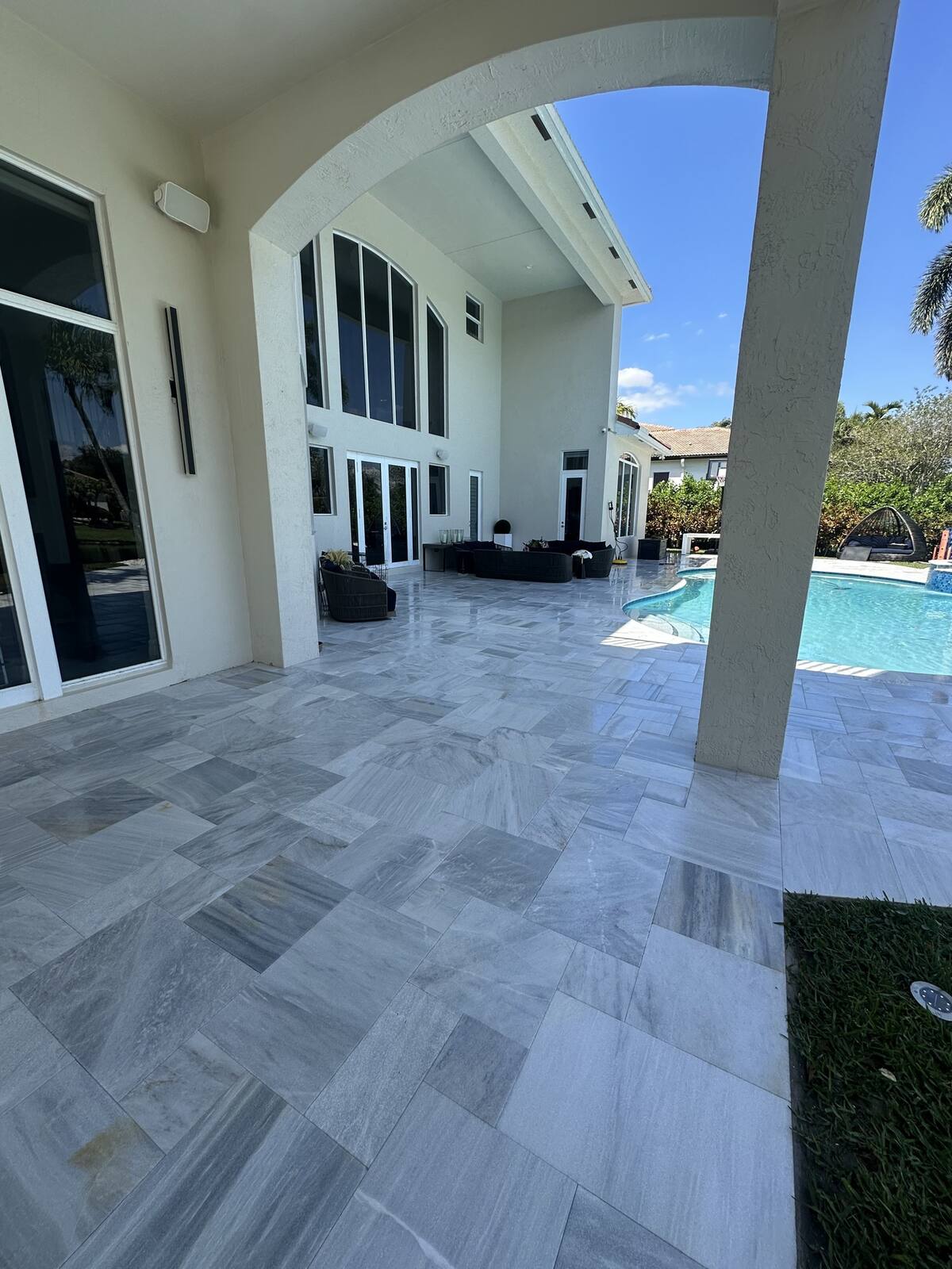 Marble lanai cleaning in Coral Springs, FL — after
