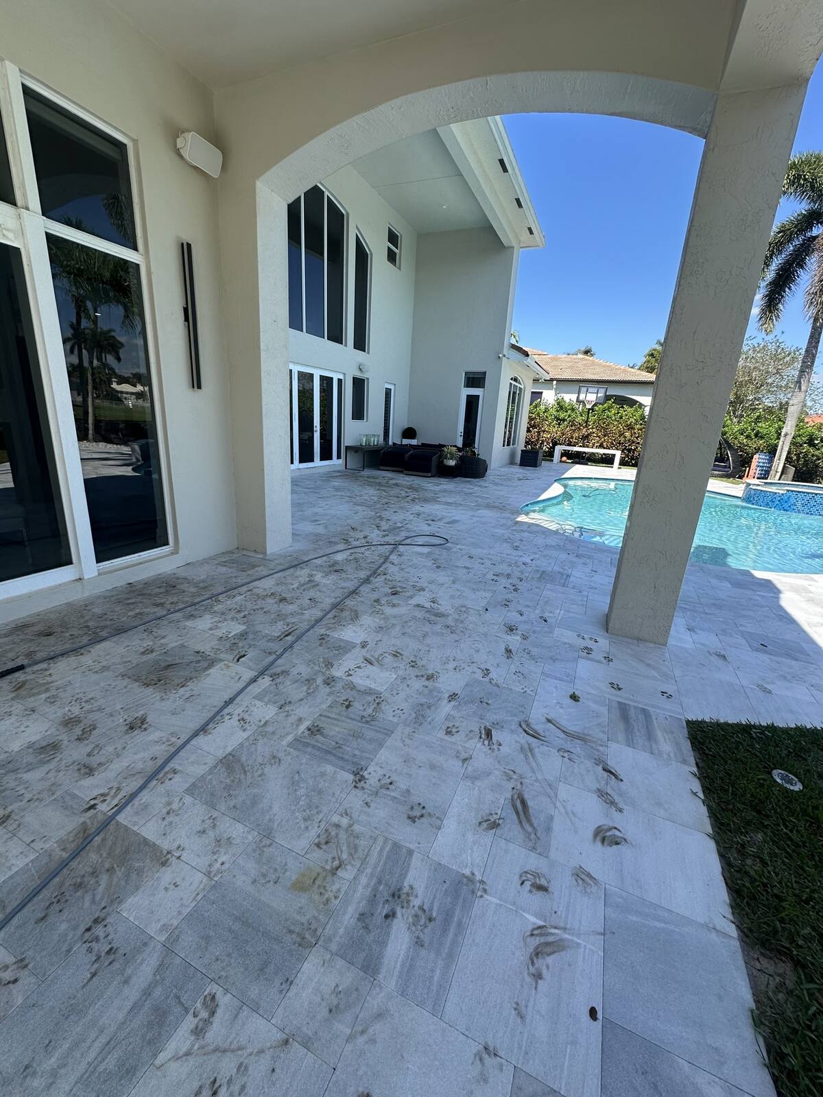 Marble lanai cleaning in Coral Springs, FL — before