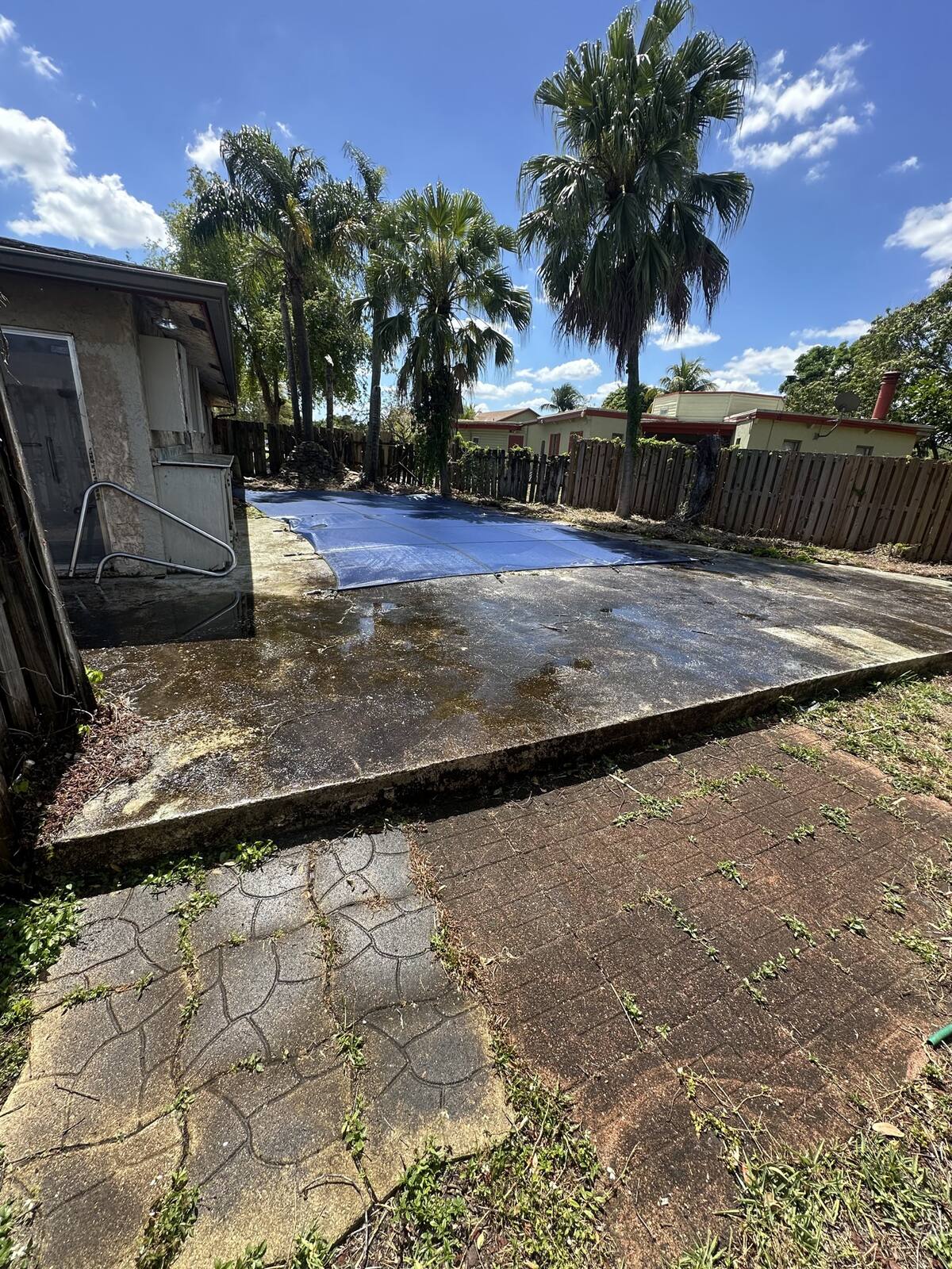 Pool deck cleaning in Coral Springs, FL — before