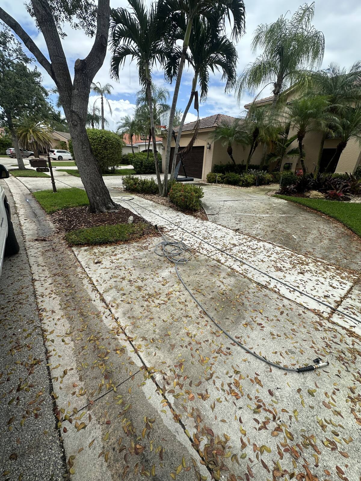 Concrete driveway pressure washing in Davie, FL — before