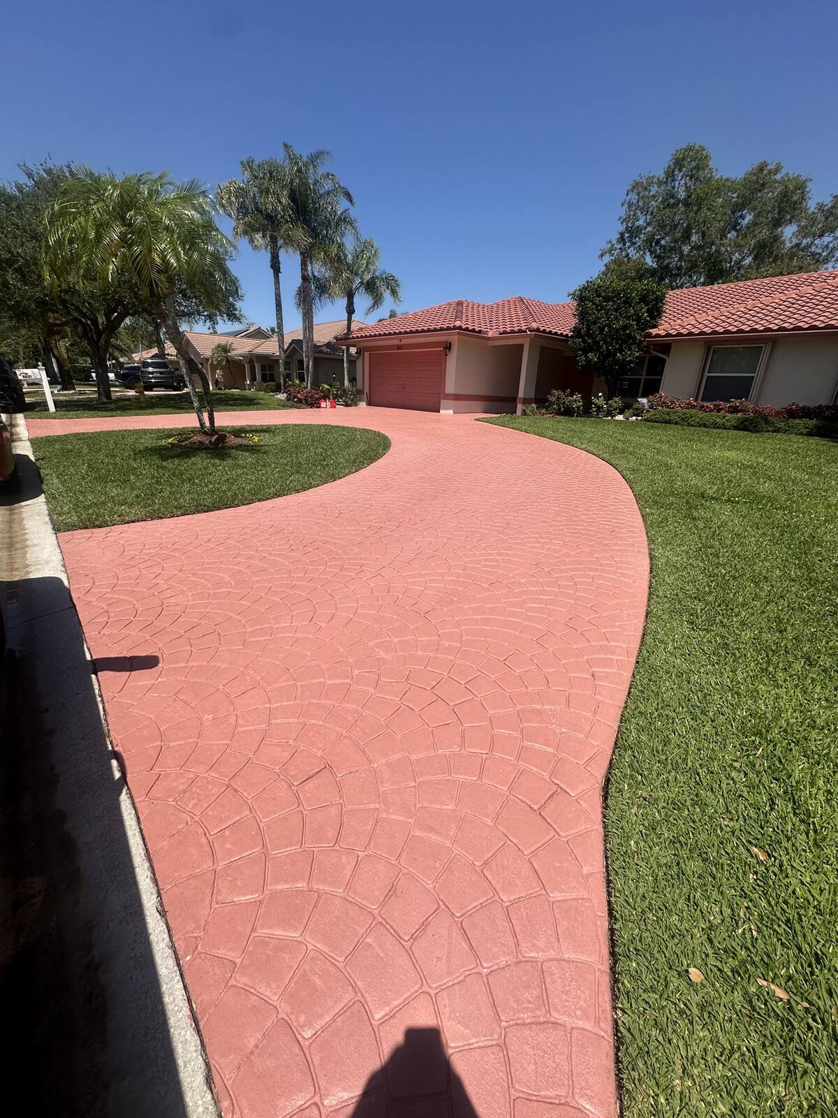 Stamped-concrete driveway cleaned in Davie, FL