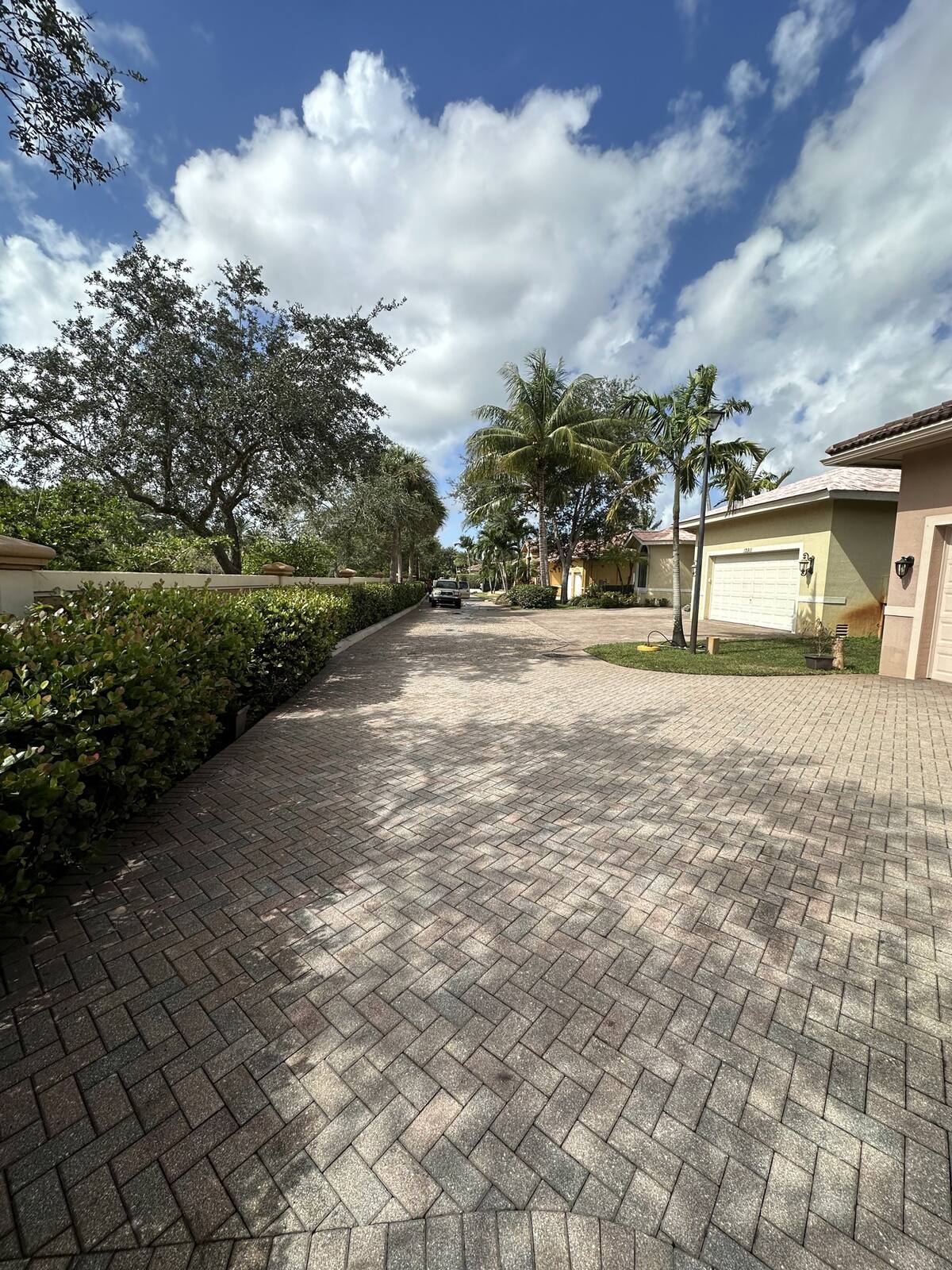Clean paver driveway at a South Florida home