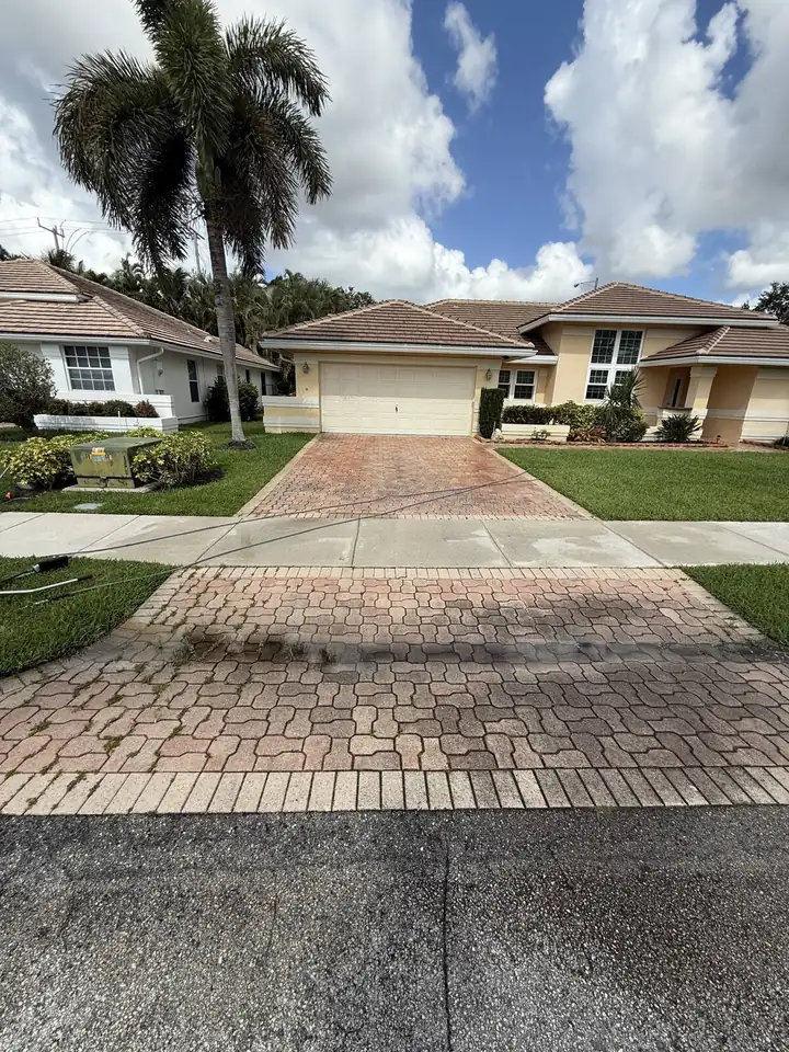 Paver driveway cleaning in Davie, FL — before
