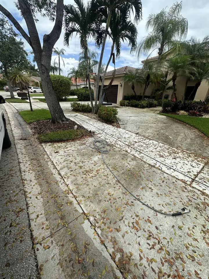 Concrete driveway pressure washing in Davie, FL — before