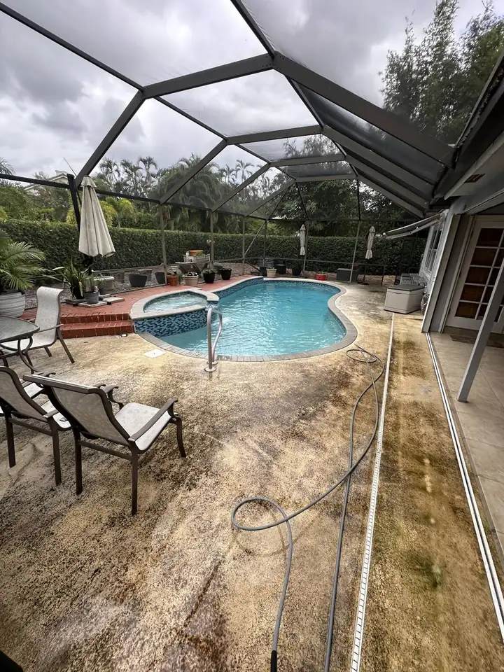 Pool deck cleaning in Pembroke Pines, FL — before
